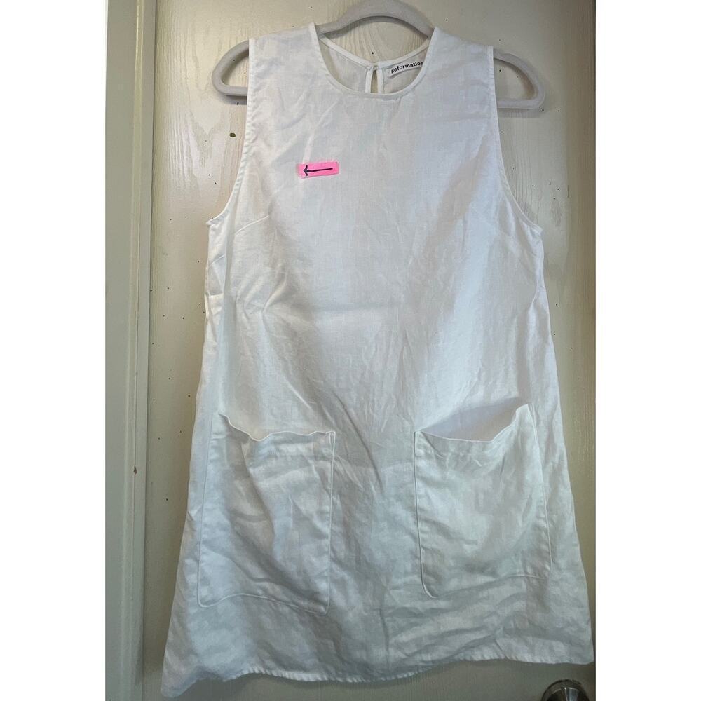 Reformation Womens Size S 100% Linen Pocket Knee Length Dress - Picture 3 of 9
